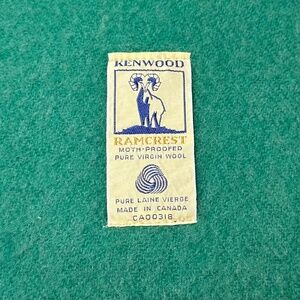 Vintage Kenwood Ramcrest Wool Blanket Green Satin Trim Made in Canada